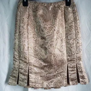 ICE Metallic Gold Champagne Paisley Floral Trumpet Skirt