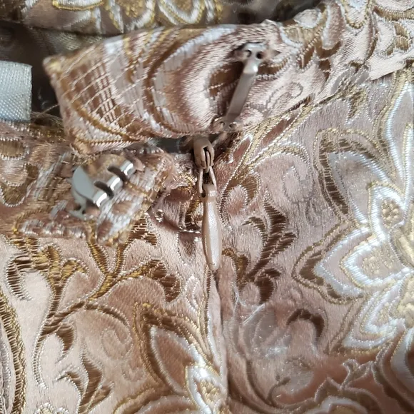 ICE Metallic Gold Champagne Paisley Floral Trumpet Skirt