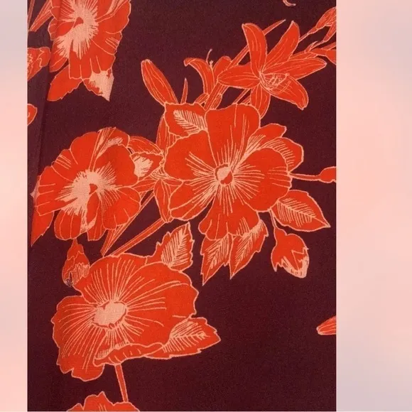 ICHI Japan Red Hawaiian Tropical Flowers Ruffle Edge Wrap Over Short Skirt Small