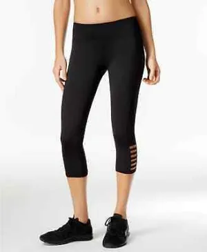 Ideology Women's Caged Ankle Capri Leggings Black