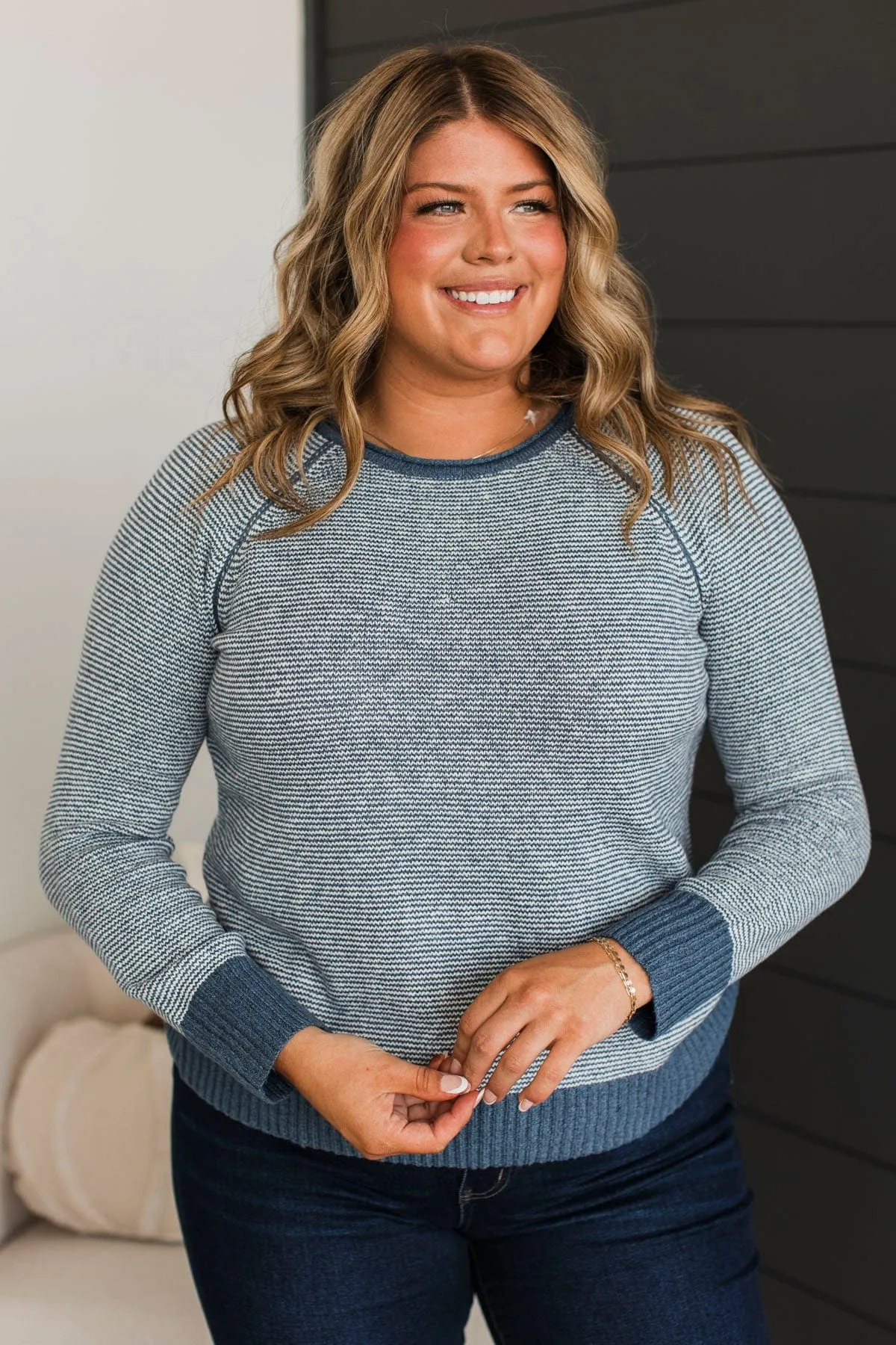 Idyllic Moments Knit Sweater- Indigo