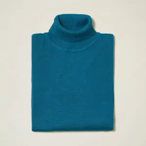 Inserch Cotton Blend Turtleneck Sweater Ocean Blue 4708