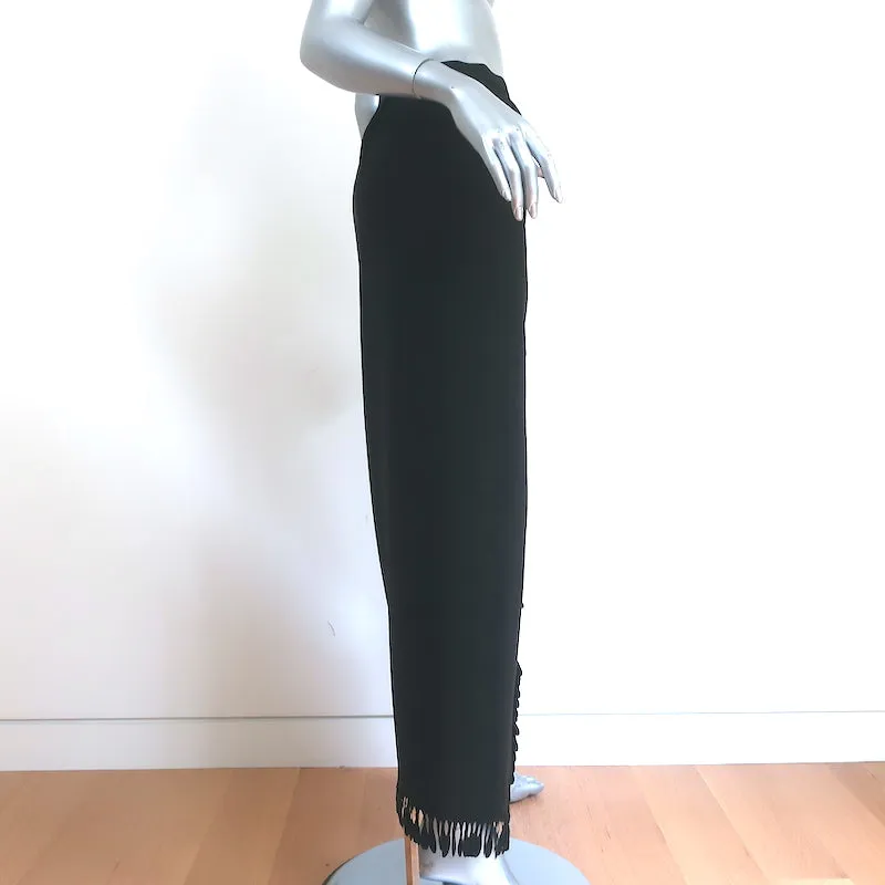Issey Miyake Fringed Maxi Wrap Skirt Black Size Medium