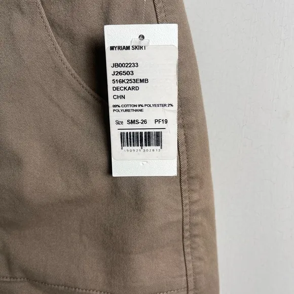 J Brand Tie Mini Skirt Myriam Skirt Size 26 Khaki Brown NWT