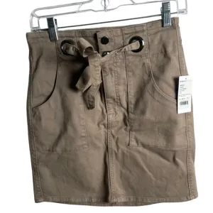 J Brand Tie Mini Skirt Myriam Skirt Size 26 Khaki Brown NWT
