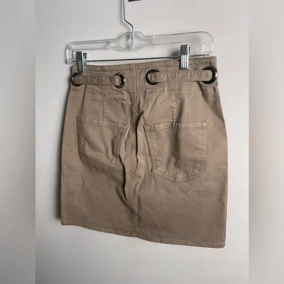 J Brand Tie Mini Skirt Myriam Skirt Size 26 Khaki Brown NWT