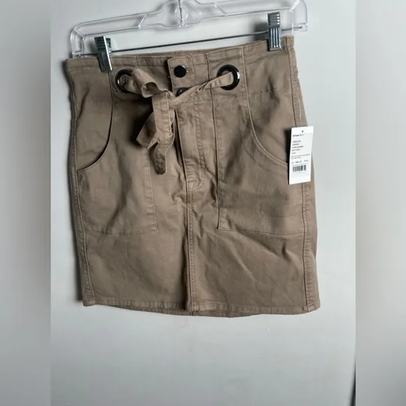 J Brand Tie Mini Skirt Myriam Skirt Size 26 Khaki Brown NWT