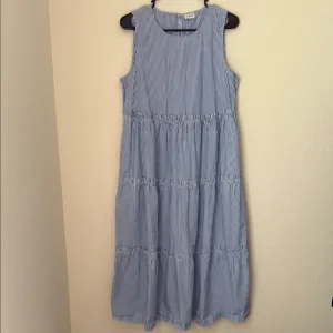 J. Crew Midi Sleeveless Tiered Striped Dress