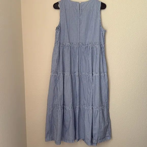 J. Crew Midi Sleeveless Tiered Striped Dress