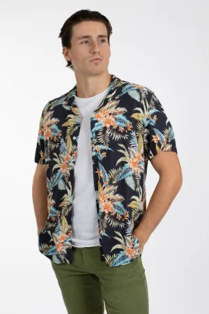 James Harper Aloha Camp Collar Short Sleeve Shirt - Navy