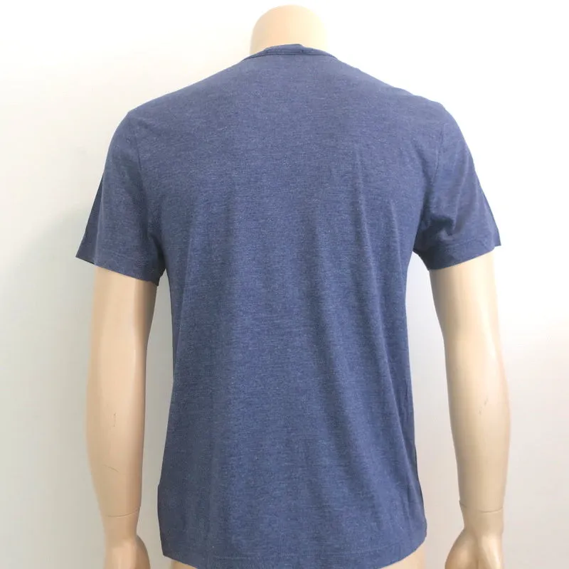 James Perse Short Sleeve Henley Shirt Blue Melange Tech Jersey Size 0