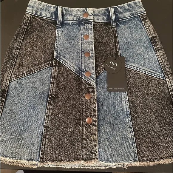 Jean Skirt by Rails The Oakwood Acid Patchwork mini skirt