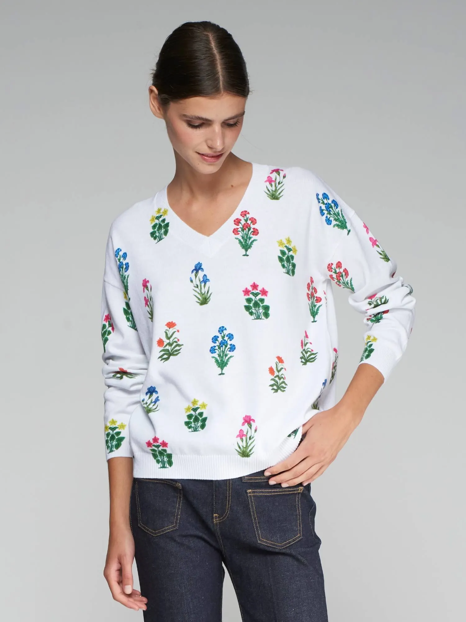 Jersey Knit Sweater in Floral