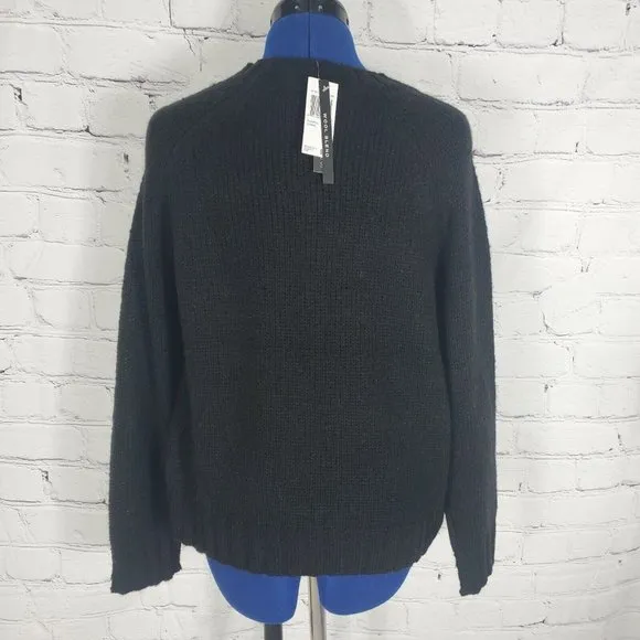 Joan Vass Sweater Womens Adult Medium Black Hot Cocoa Coffee Knit Top Pullover