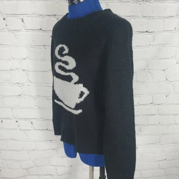 Joan Vass Sweater Womens Adult Medium Black Hot Cocoa Coffee Knit Top Pullover
