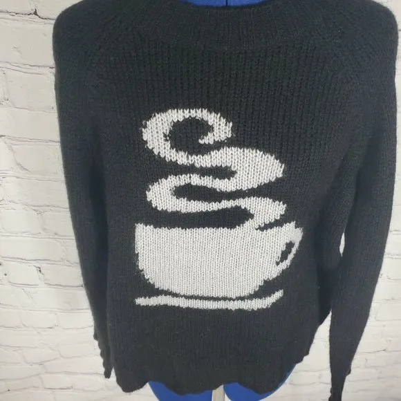 Joan Vass Sweater Womens Adult Medium Black Hot Cocoa Coffee Knit Top Pullover