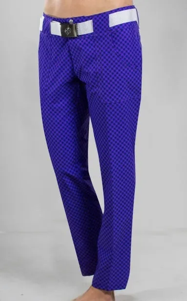 Jofit Malbec Belted Cropped Pant - Violet Gingham