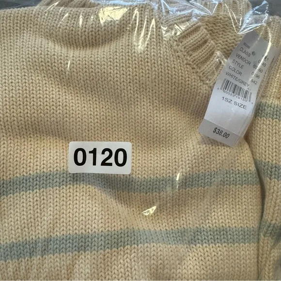 John Galt White &amp; Grey Thin Striped Brianna Sweater