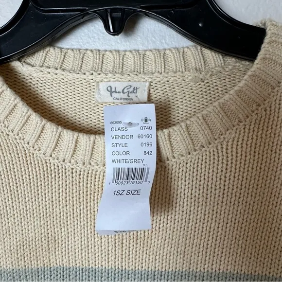John Galt White &amp; Grey Thin Striped Brianna Sweater