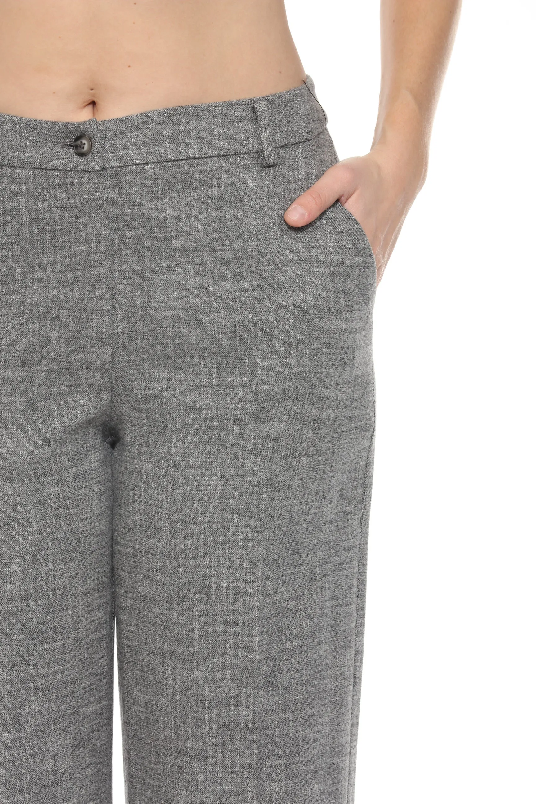 Joseph Ribkoff Grey Melange Woven Relaxed Cropped Pants 244007