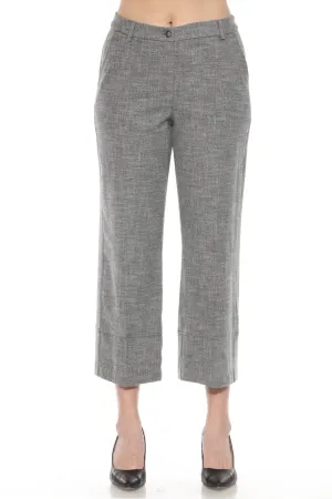 Joseph Ribkoff Grey Melange Woven Relaxed Cropped Pants 244007