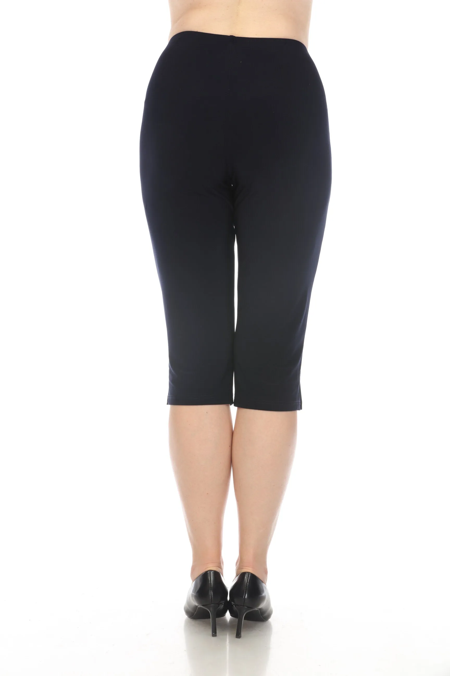 Joseph Ribkoff Midnight Blue Stretch Pull On Side Slit Capri Pants 241045