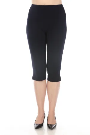 Joseph Ribkoff Midnight Blue Stretch Pull On Side Slit Capri Pants 241045