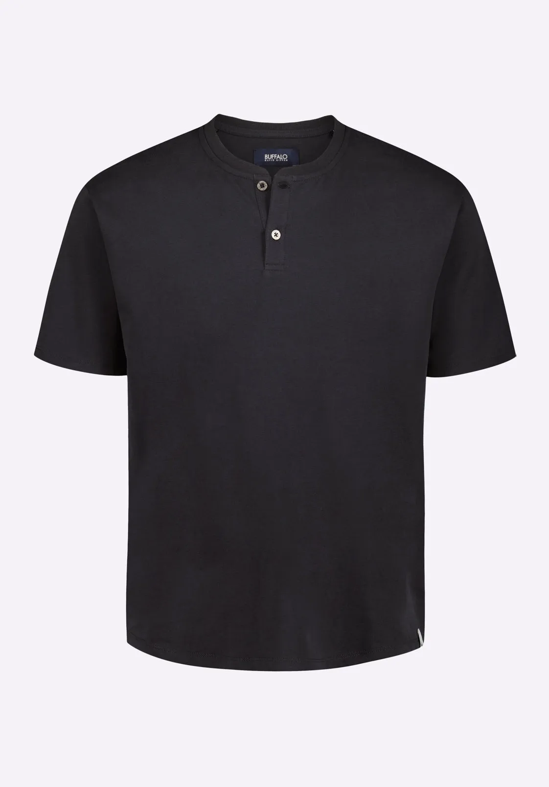 Kamel Men's Short-Sleeve Jersey Henley Top, Black - BM24602