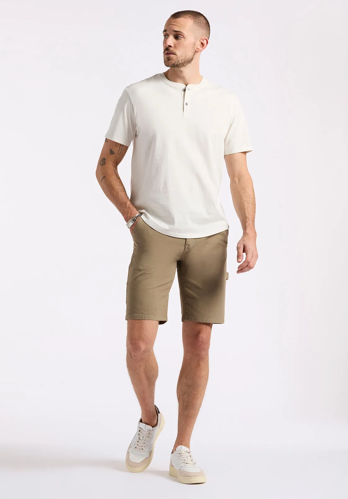 Kamel Men's Short-Sleeve Jersey Henley Top, Milk - BM24602