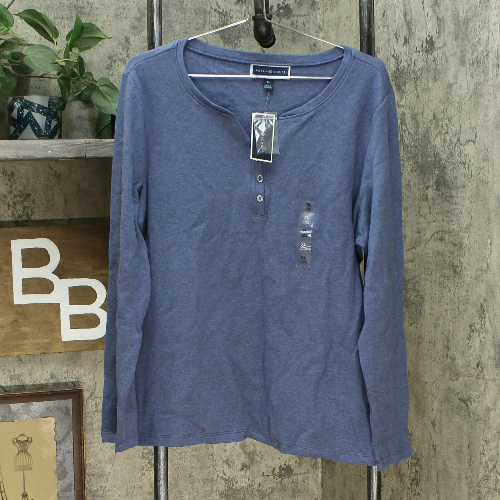 Karen Scott Women's Cotton Henley Top