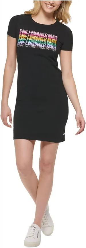 Karl Lagerfeld Paris Women's Logo Design T-Shirt Dress L2WDD030