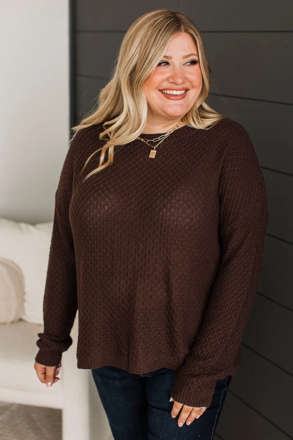 Keep It Colorful Knit Sweater- Dark Brown