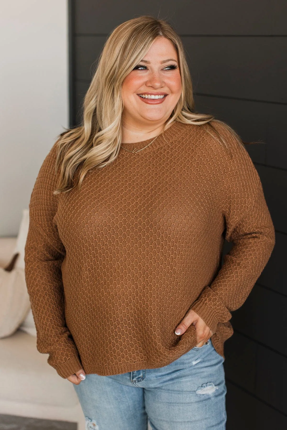 Keep It Colorful Knit Sweater- Dark Camel