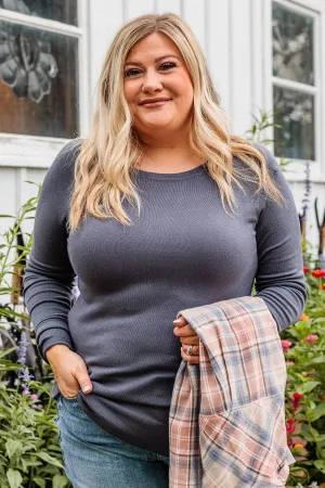 Keep Me Warm Knit Sweater- Slate Blue