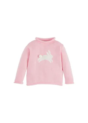 KIDS BUNNY ROLLNECK SWEATER - PINK