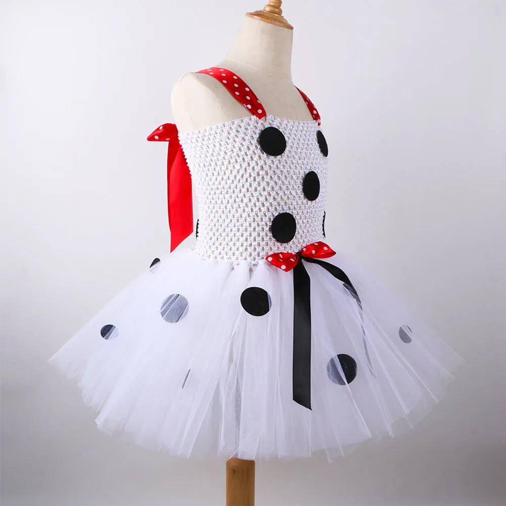 Kids Girls Dalmatian Tutu Dress Purple Halloween Carnival Suit