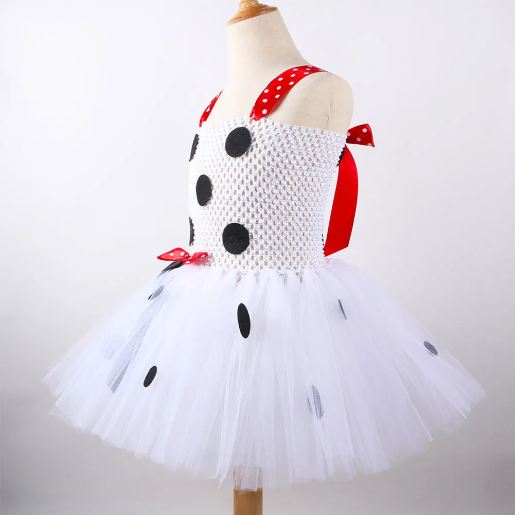 Kids Girls Dalmatian Tutu Dress Purple Halloween Carnival Suit