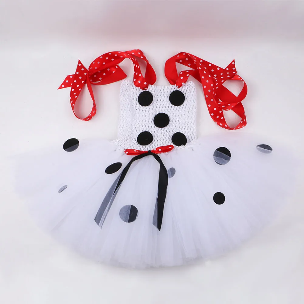 Kids Girls Dalmatian Tutu Dress Purple Halloween Carnival Suit