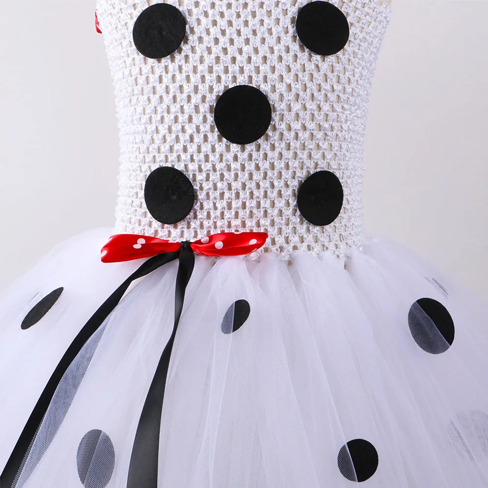 Kids Girls Dalmatian Tutu Dress Purple Halloween Carnival Suit