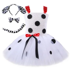 Kids Girls Dalmatian Tutu Dress Purple Halloween Carnival Suit