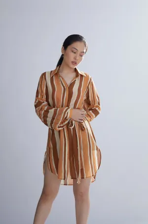 Koai   I   Brown Rust And Cream Shirt Dress