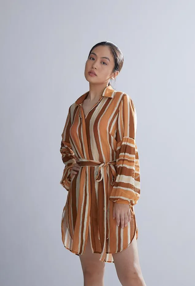 Koai   I   Brown Rust And Cream Shirt Dress