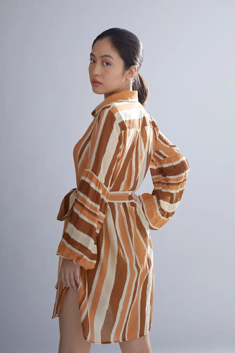 Koai   I   Brown Rust And Cream Shirt Dress