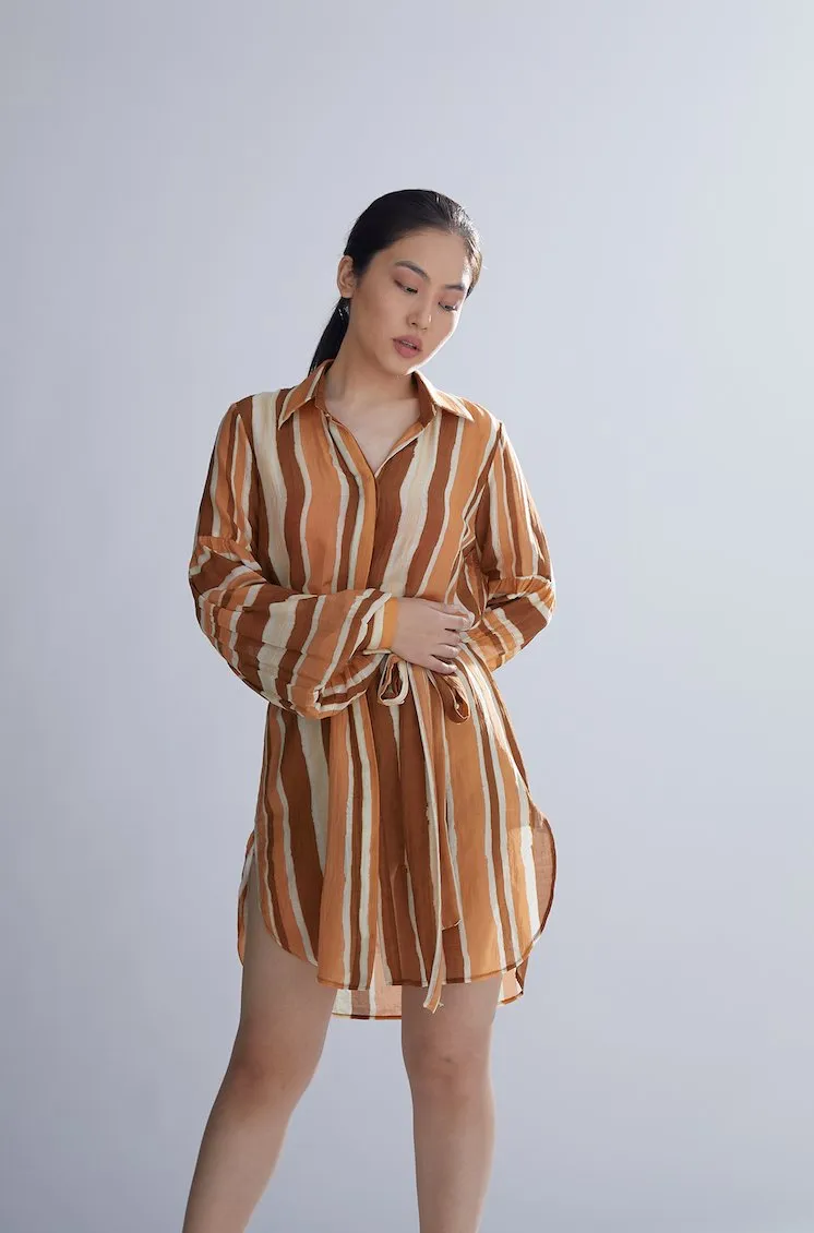 Koai   I   Brown Rust And Cream Shirt Dress