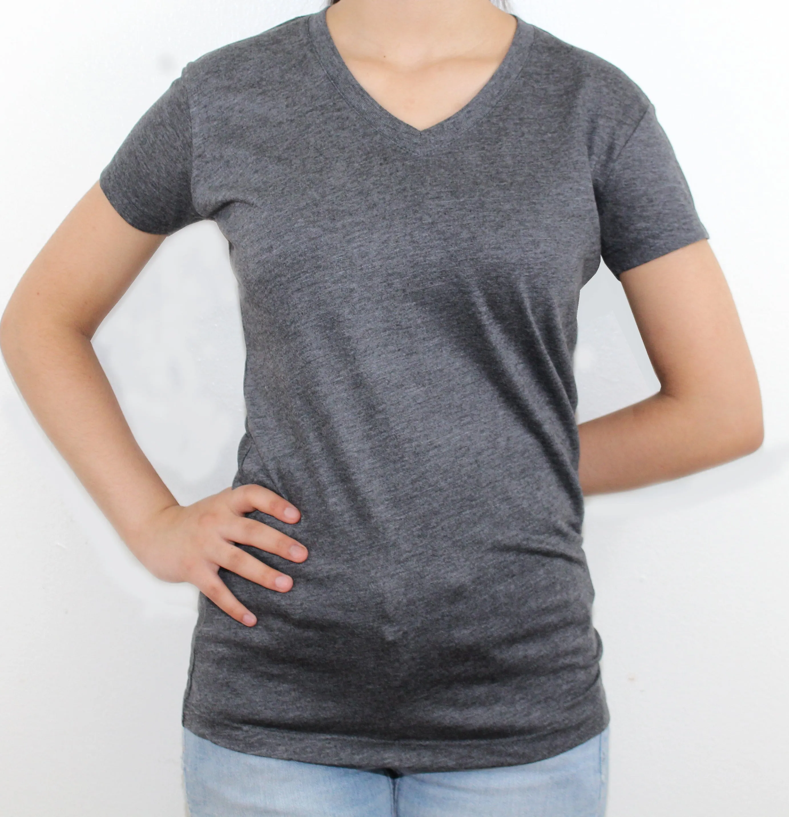 Ladies V.Neck Plain T-Shirt