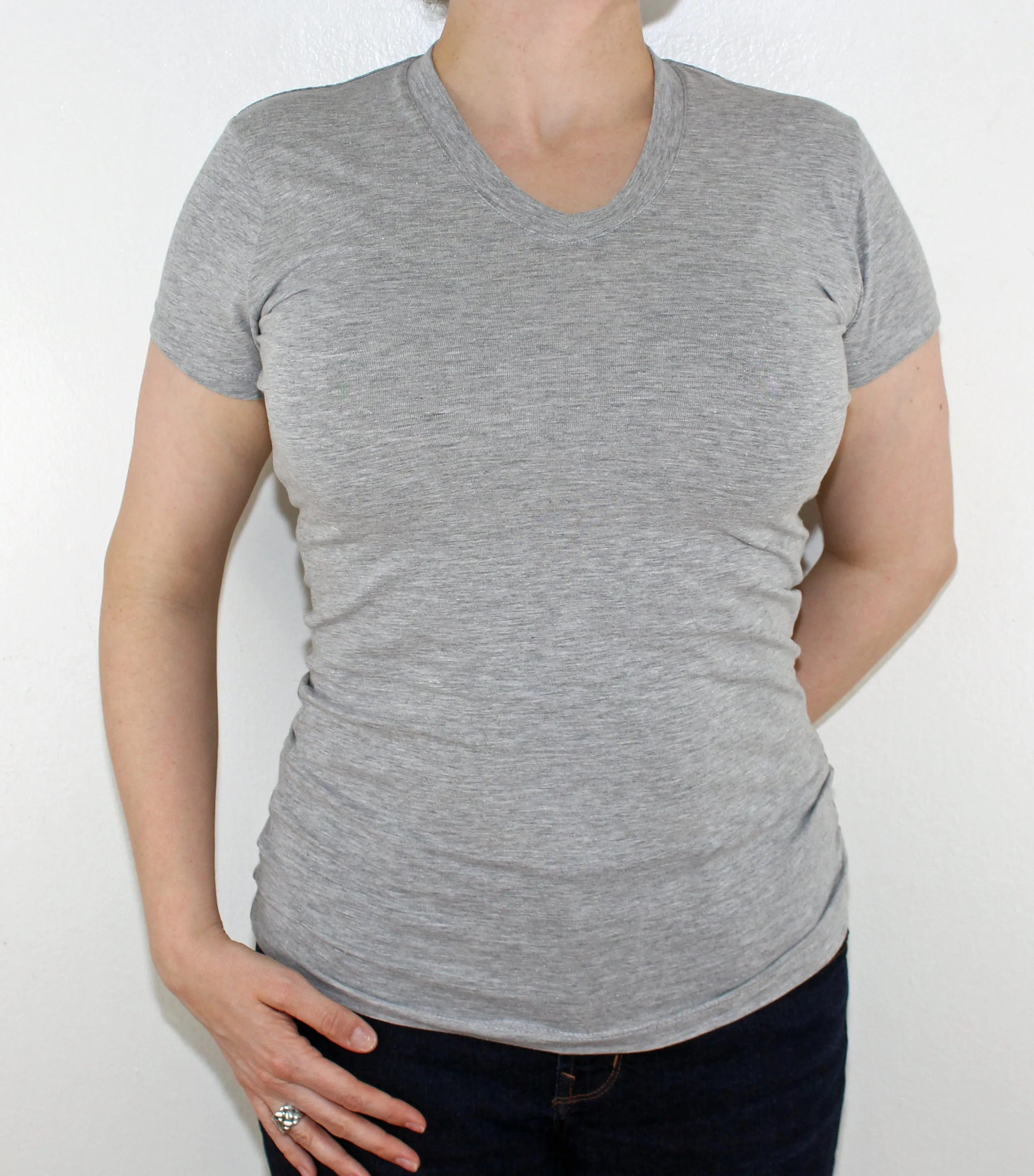 Ladies V.Neck Plain T-Shirt
