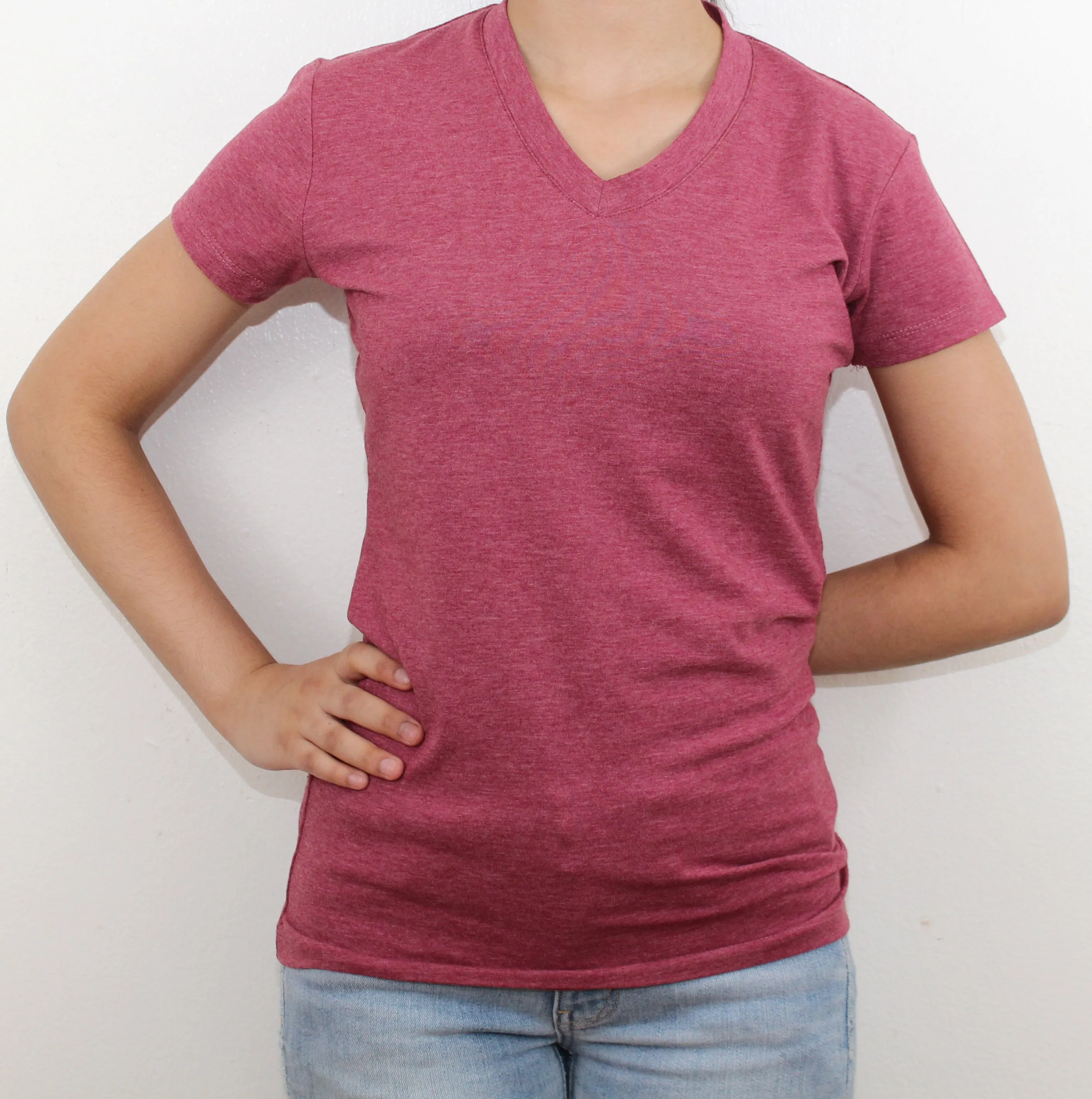 Ladies V.Neck Plain T-Shirt