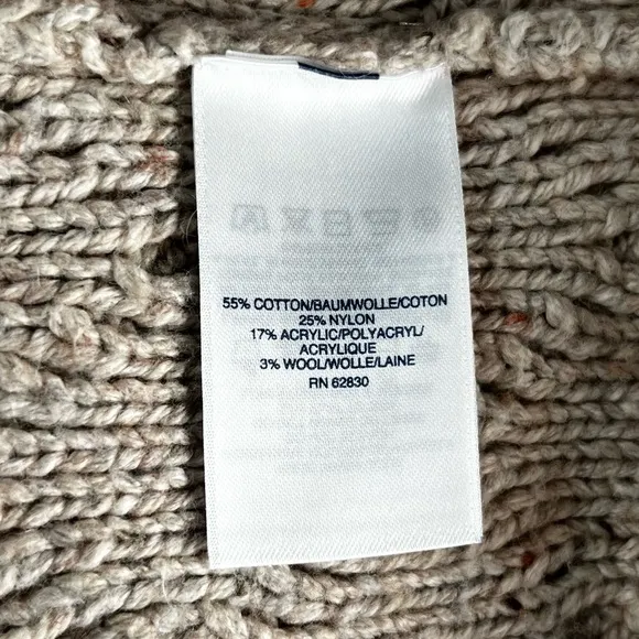 Lands End Cotton Blend Rollneck Sweater Women M Beige Donegal Knit Oatmeal Tweed