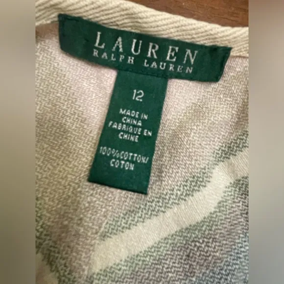 LAUREN BY RALPH LAUREN 100% Cotton Striped Multicolor Wrap Skirt Size 12