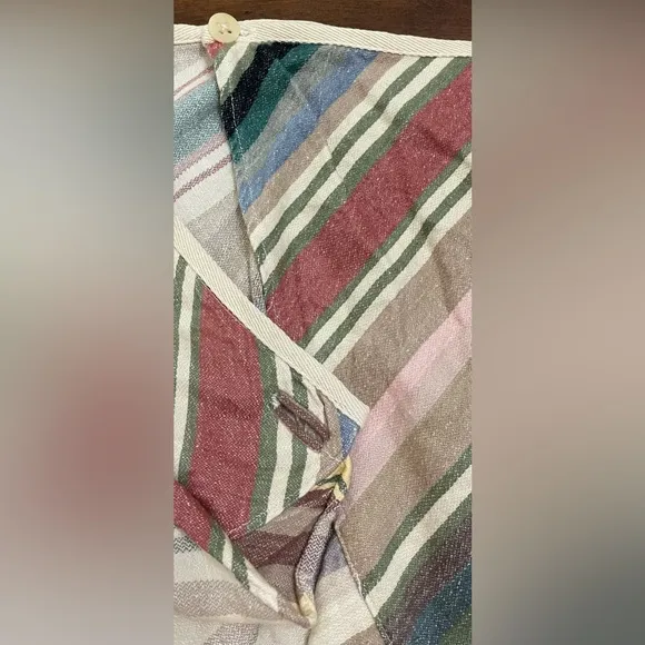 LAUREN BY RALPH LAUREN 100% Cotton Striped Multicolor Wrap Skirt Size 12